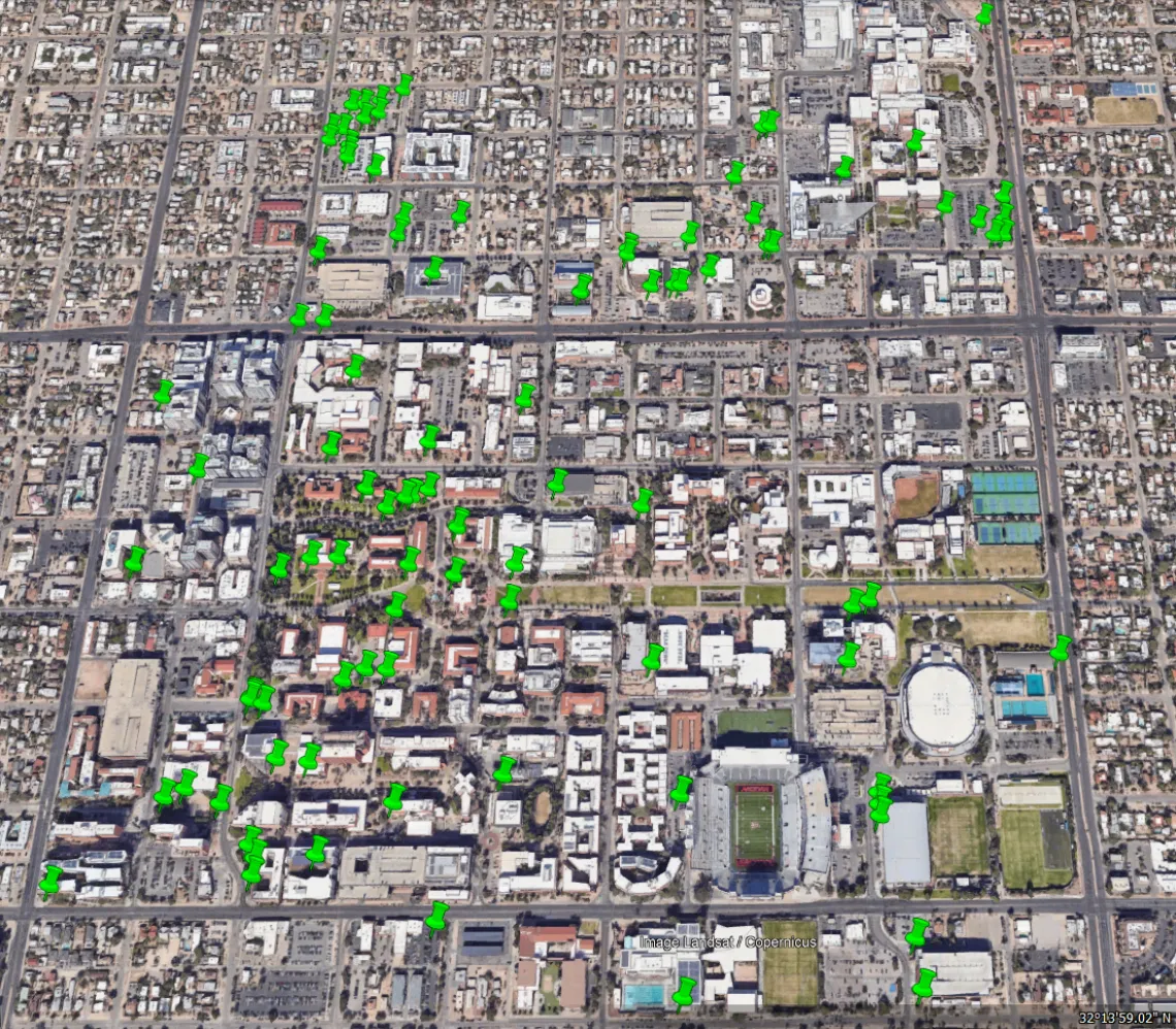 Map of damaged trees